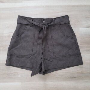 Zara High Waist Belted Paperbag Pocket Shorts Brown Size Small
